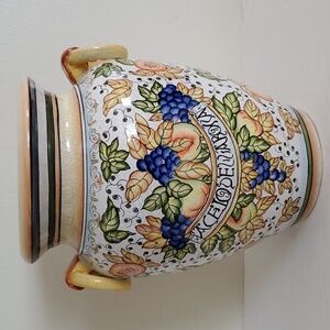 12" Greek Crackel Finish Fruit Design Vase